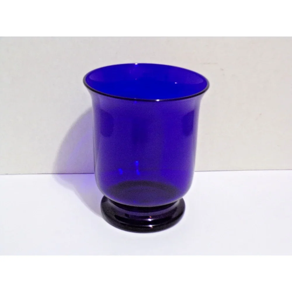Vintage Party Lite Brillance Cobalt Blue Glass Candle Holder Vase 5